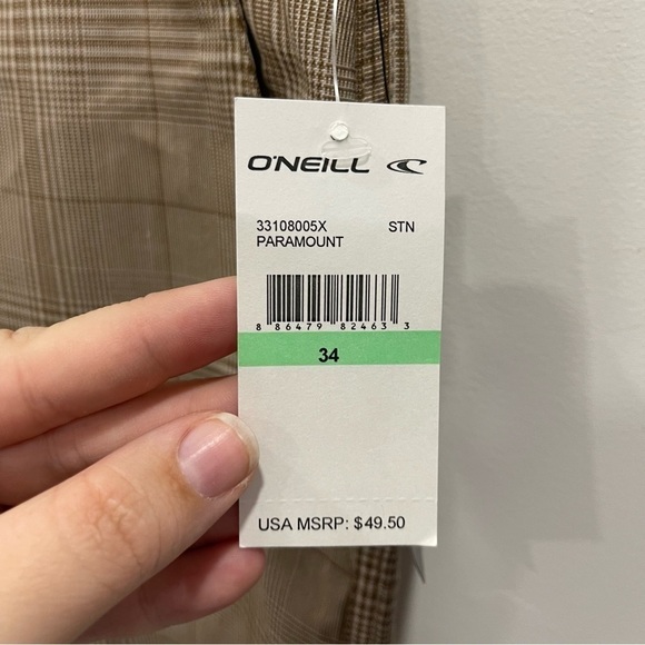 O’neill Paramount Plaid Check Shorts Tan Size 34 - Picture 7 of 10
